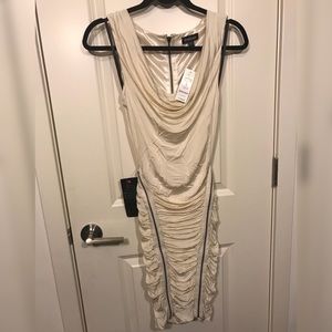 Bebe Ivory Ruched Zipper Dress SM NWT